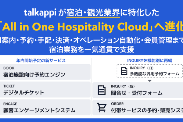 talkappiサービス再編　「All in One Hospitality Cloud」へ進化