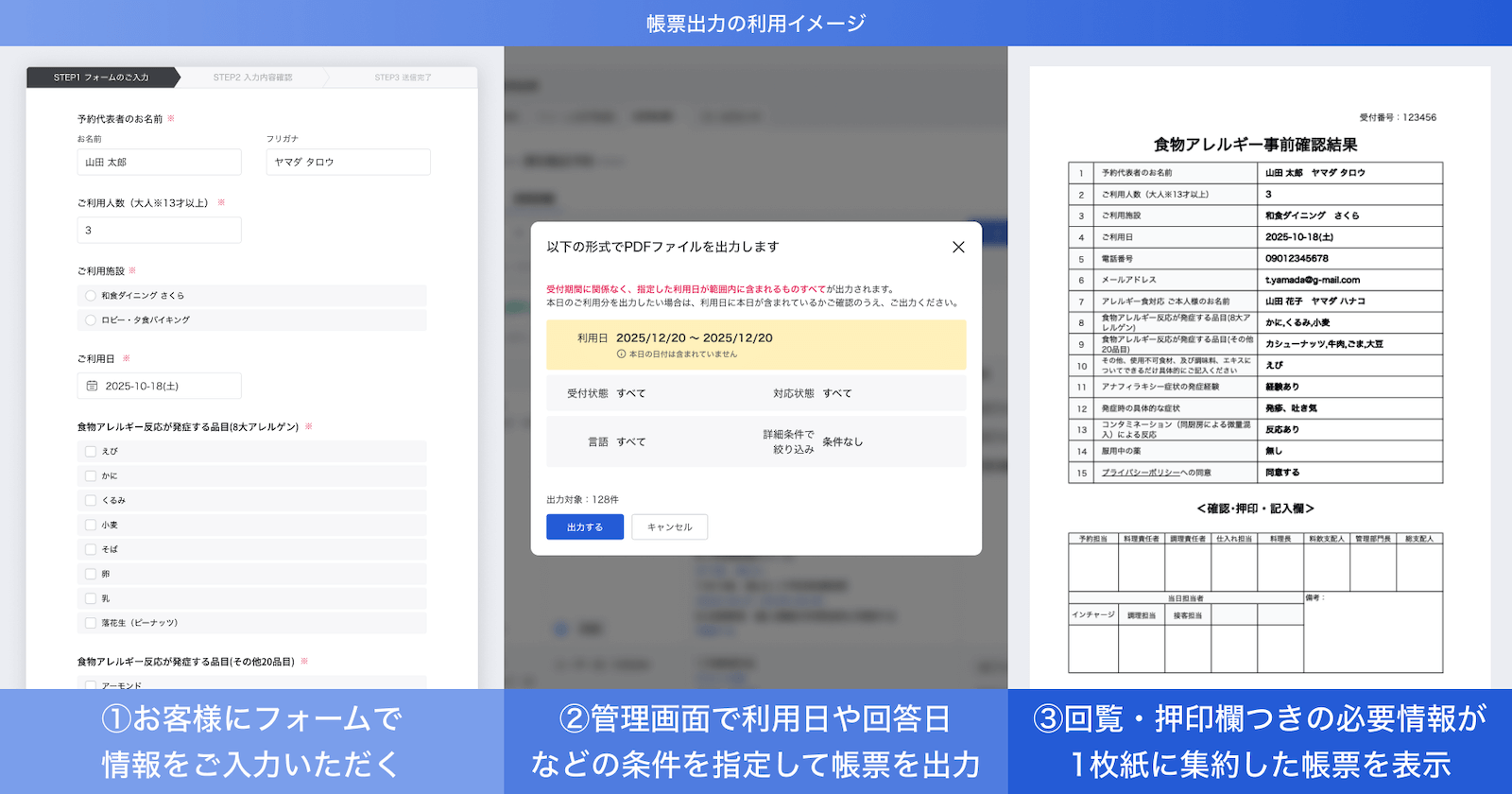帳票出力の利用イメージ　